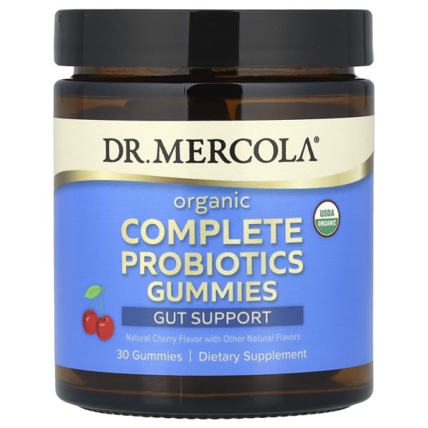 Dr. Mercola, полноценный органический пробиотик, со вкусом натуральной вишни, 30 жевательных таблеток (50 мг (5 млрд КОЕ) в 1 жевательной таблетке)