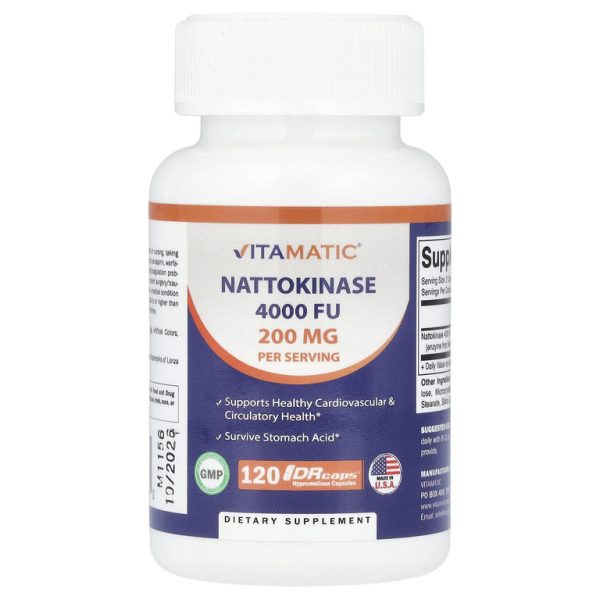 Vitamatic, Наттокиназа, 120 капсул из гипромеллозы DRcaps® (100 мг на капсулу)