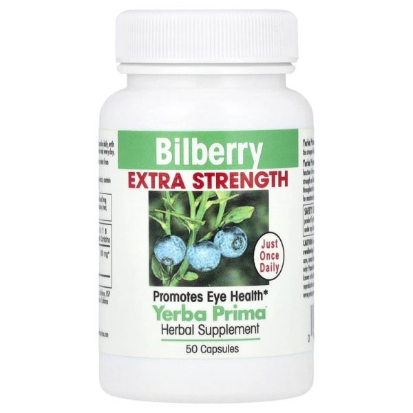 Yerba Prima, Черника, с повышенной силой действия, 50 капсул (160 мг на капсулу)