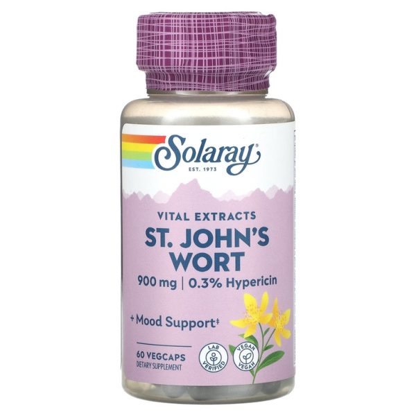 Solaray, Vital Extracts, зверобой, 60 вегетарианских капсул