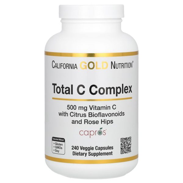 California Gold Nutrition, Total C Complex, витамин C с амлой, цитрусовыми биофлавоноидами и шиповником, 500 мг, 240 растительных капсул