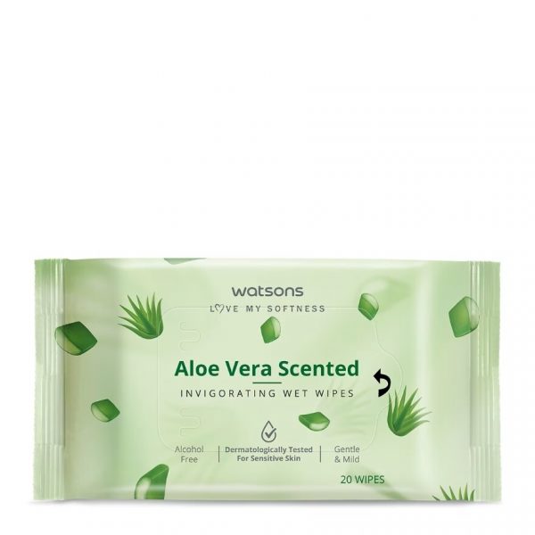 Watsons Aloe Vera Scented Invigorating Wet Wipes 20 sheets. Оригинал