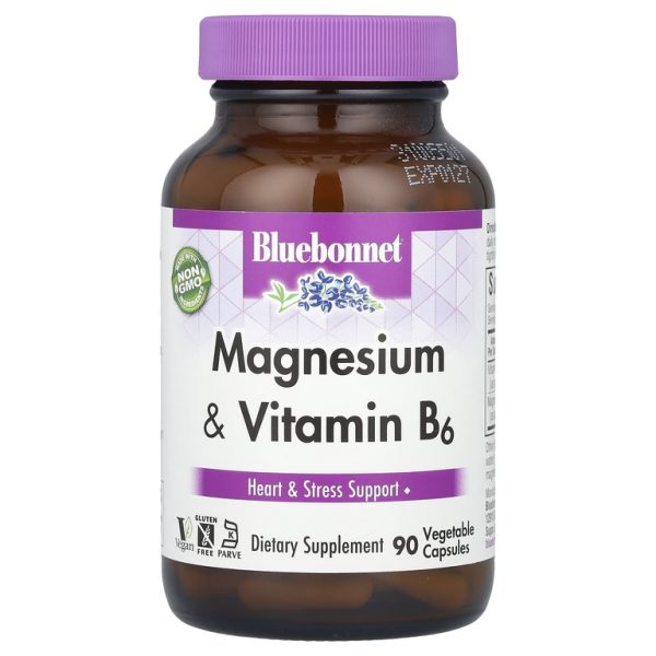Bluebonnet Nutrition, магний и витамин B6, 90 растительных капсул