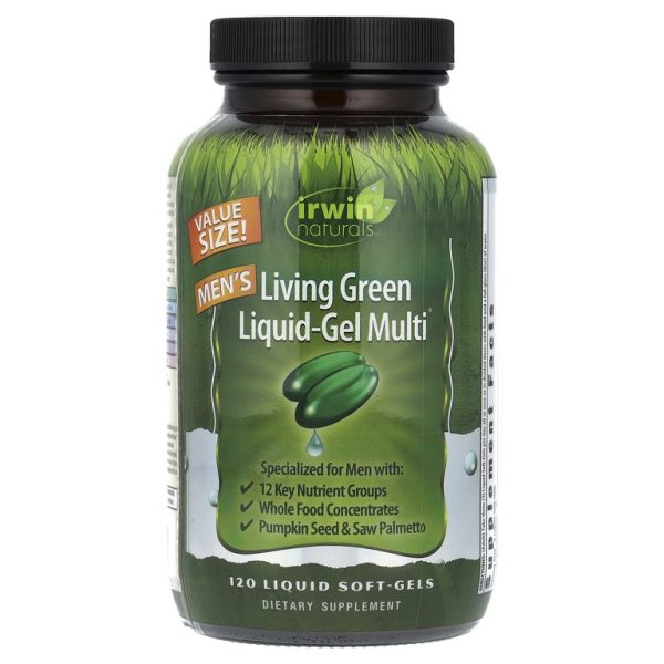 Irwin Naturals, Men's Living Green Liquid-Gel Multi, 120 жидких гелевых капсул