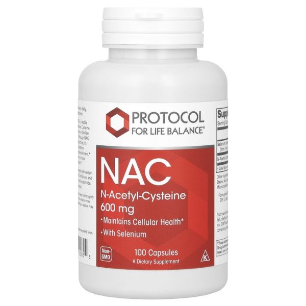 Protocol for Life Balance, NAC, N-ацетилцистеин, 600 мг, 100 вегетарианских капсул