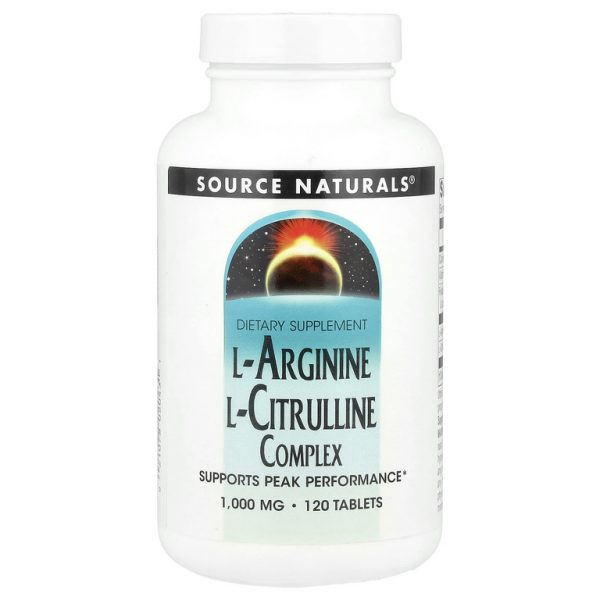 Source Naturals, Комплекс L-аргинина и L-цитруллина, 1000 мг, 120 таблеток