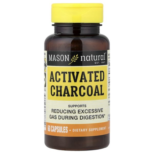 Mason Natural, активированный уголь, 60 капсул (260 мг в 1 капсуле)