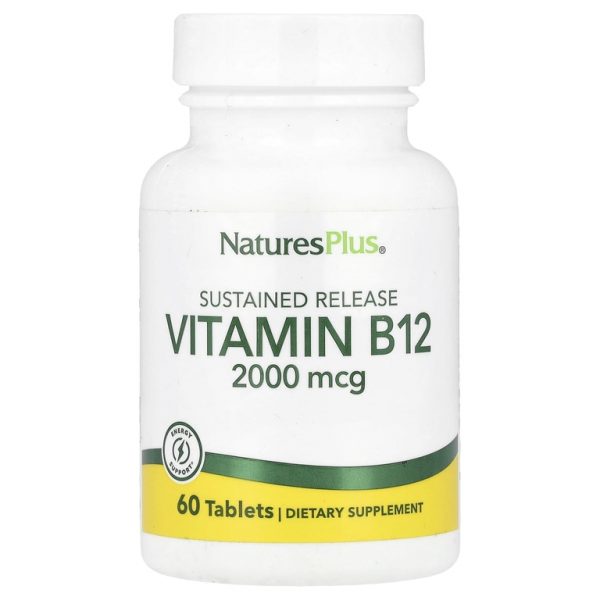 NaturesPlus, Витамин B12 с замедленным высвобождением, 2000 мкг, 60 таблеток