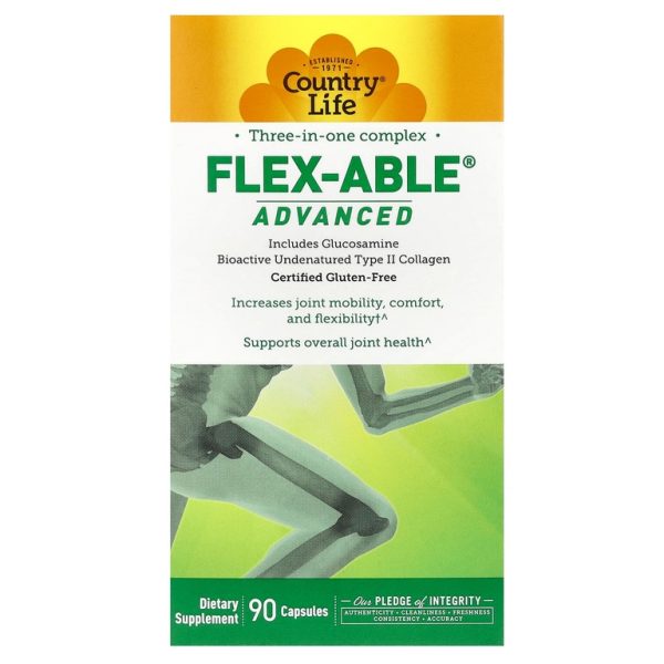 Country Life, Flex-Able Advanced, комплекс для суставов «три в одном», 90 капсул