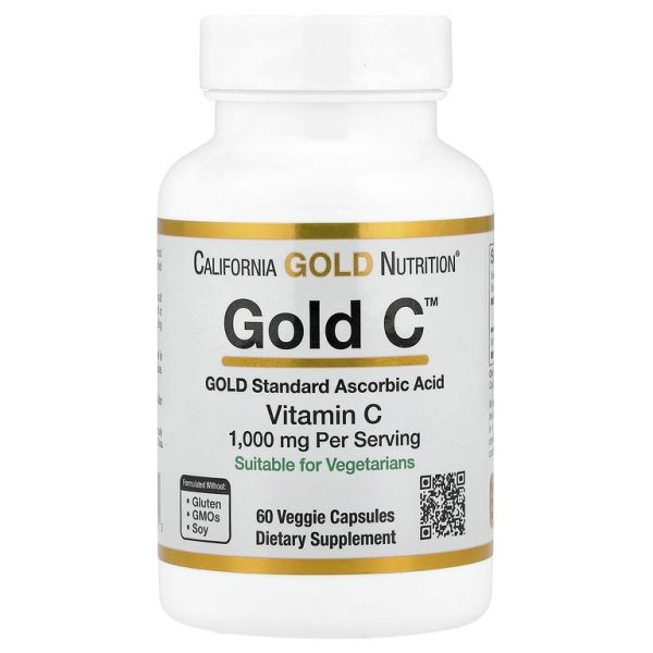 California Gold Nutrition, Gold C™, витамин C класса USP, 1000 мг, 60 растительных капсул