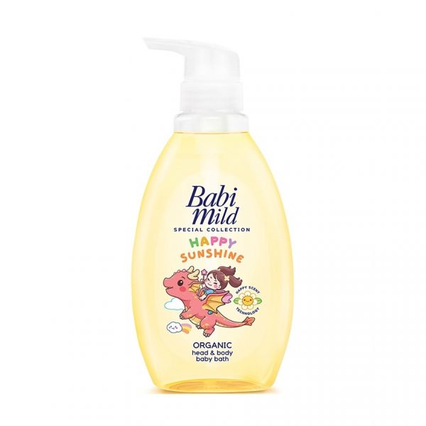 Babi Mild Happy Sunshine Organic Head  Body Baby Bath 380 Ml. สบู่เหลวเด็ก Оригинал