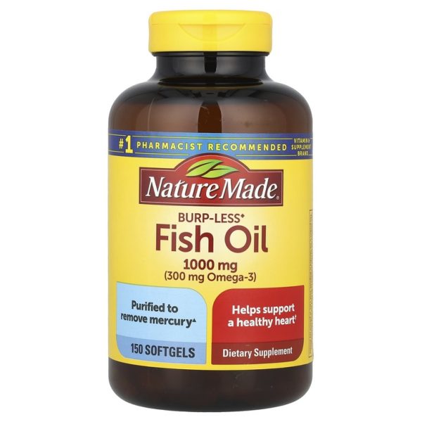 Nature Made, Рыбий жир, без отрыжки, 1000 мг, 150 капсул