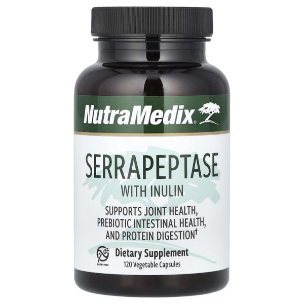 NutraMedix, Серрапептаза с инулином, 120 растительных капсул (500 мг на капсулу)
