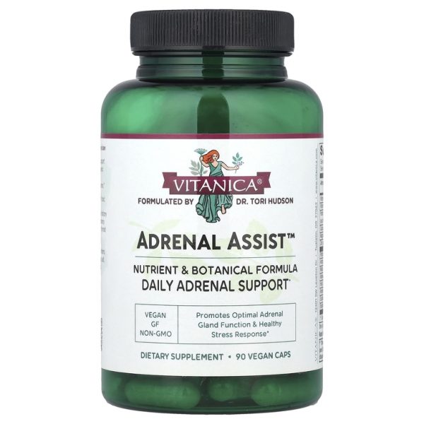 Vitanica, Adrenal Assist, средство для профилактики заболеваний надпочечников, 90 вегетарианских капсул
