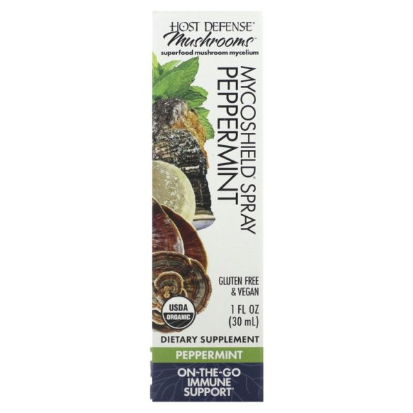 Host Defense, Host Defense Mushrooms, Myco Shield Spray, поддержка иммунитета, перечная мята, 30 мл (1 жидк. унц.)