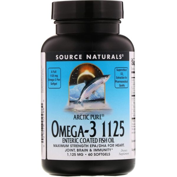 Source Naturals, Арктический чистый рыбий жир с Омега-3 1125, покрытый кишечнорастворимой оболочкой, 1,125 мг, 60 гелевых капсул (Товар снят с продажи)