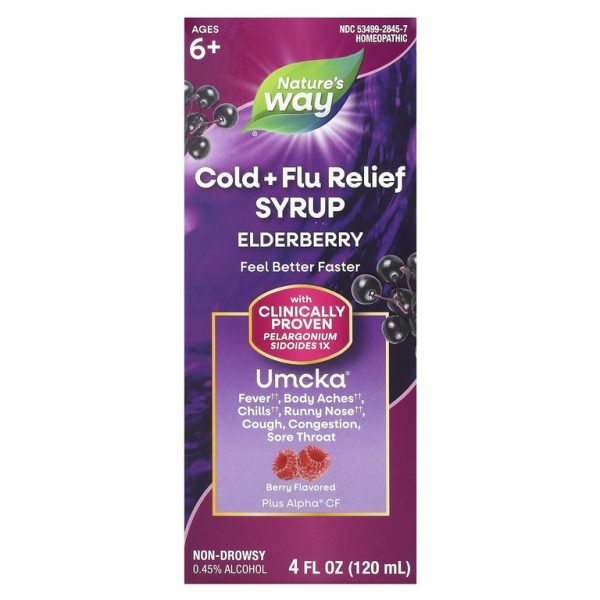 Nature's Way, Сироп от простуды и гриппа, бузина, Umcka®, для детей от 6 лет, ягоды, 120 мл (4 жидк. унц.)