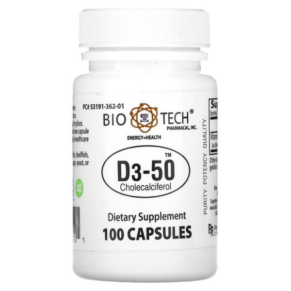 Bio Tech Pharmacal, D3-50, холекальциферол, 100 капсул (Товар снят с продажи)
