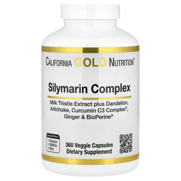 California Gold Nutrition, силимариновый комплекс с экстрактом расторопши, одуванчиком, артишоком, имбирём и BioPerine, 360 растительных капсул