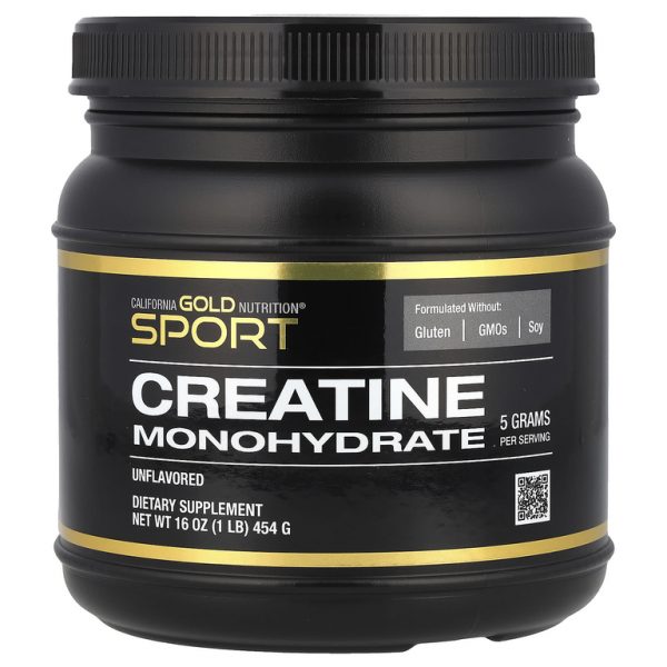 California Gold Nutrition, Sport, моногидрат креатина, без добавок, 454 г (1 фунт)