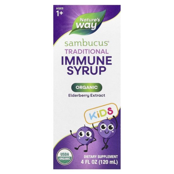 Nature's Way, Kids Sambucus®, традиционный органический сироп для поддержки иммунитета, для детей от 1 года, 25 мг, 120 мл (4 жидк. унции)