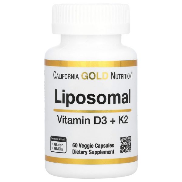 California Gold Nutrition, липосомальные витамины K2 и D3, 60 вегетарианских капсул