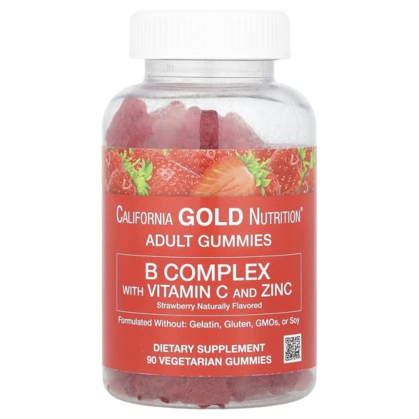 California Gold Nutrition, жевательная добавка с витаминами группы B, витамином C и цинком, натуральный клубничный вкус, 90 вегетарианских жевательных таблеток (Товар снят с продажи)