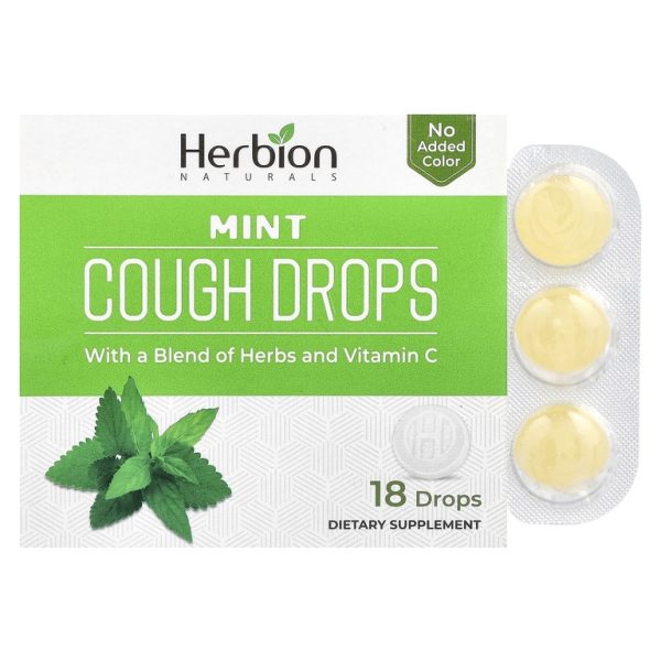 Herbion Naturals, леденцы от кашля, с мятой, 18 шт,