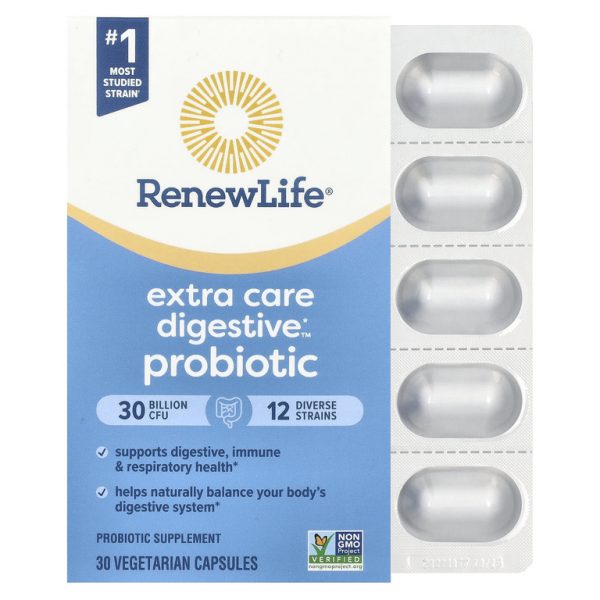 Renew Life, пробиотик Extra Care Digestive™, 30 млрд КОЕ, 30 вегетарианских капсул