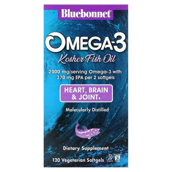 Bluebonnet Nutrition, кошерный рыбий жир с омега-3, 120 вегетарианских капсул (1000 мг на капсулу)