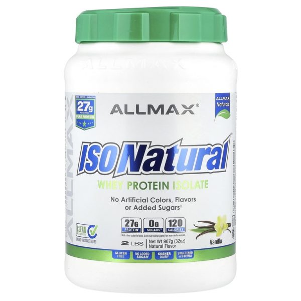 ALLMAX, ISONatural ™, изолят сывороточного протеина, ваниль, 907 г (2 фунта)