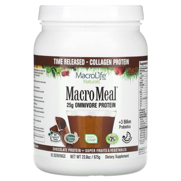 Macrolife Naturals, MacroMeal, протеин, суперфрукты и овощи, шоколад, 675 г (23,8 унции) (Товар снят с продажи)