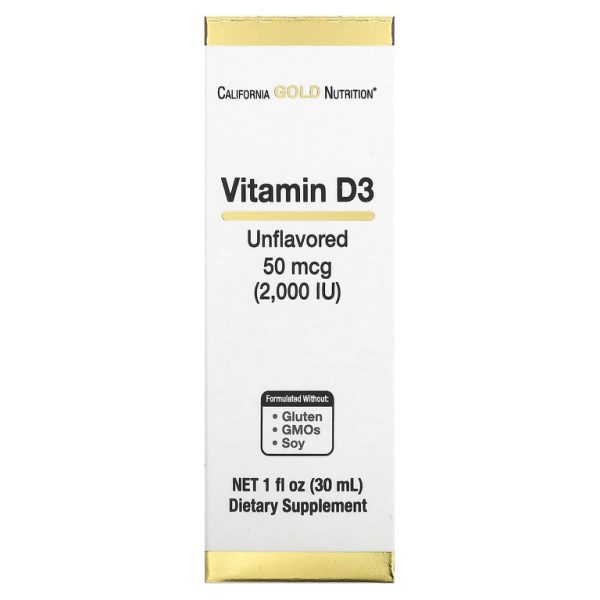 California Gold Nutrition, витамин D3, с нейтральным вкусом, 50 мкг (2000 МЕ), 30 мл (1 жидк. унция)