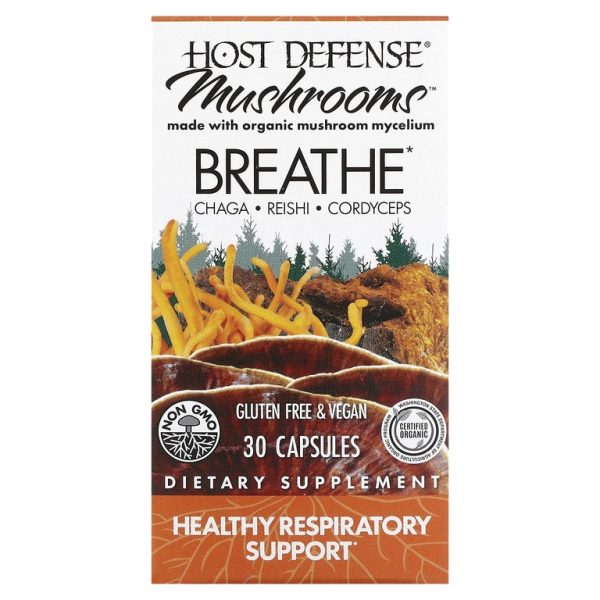 Host Defense, Host Defense Mushrooms, Breath, здоровое дыхание, 30 капсул