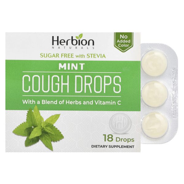 Herbion Naturals, леденцы от кашля, без сахара, с мятой, 18 шт.