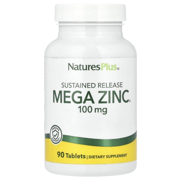 NaturesPlus, Mega Zinc® с замедленным высвобождением, 100 мг, 90 таблеток