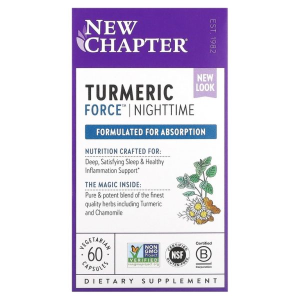 New Chapter, Turmeric Force, для приема перед сном, 60 вегетарианских капсул (Товар снят с продажи)