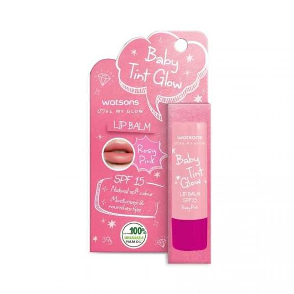 Watsons Baby Tint Glow Rosy Pink Lip Balm SPF15 3.9 g. Оригинал