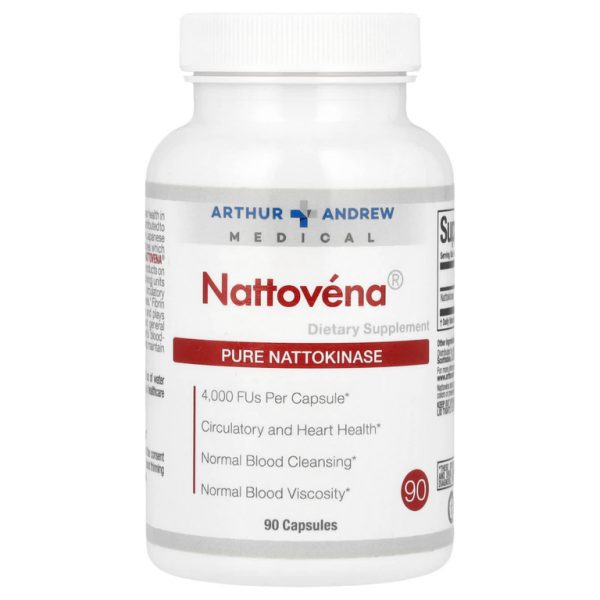 Arthur Andrew Medical, Nattovena®, чистая наттокиназа, 4000 фибринолитических единиц, 90 капсул