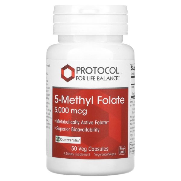 Protocol for Life Balance, 5-метилфолат, 5000 мкг, 50 растительных капсул