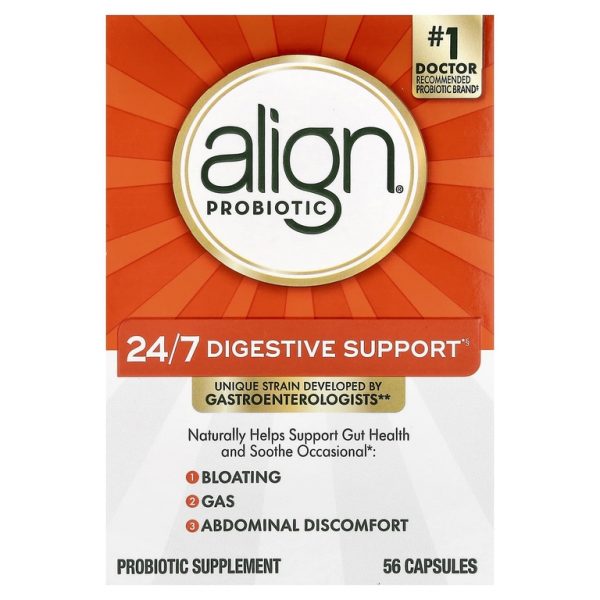 Align Probiotics, Поддержка пищеварения 24/7, добавка с пробиотиками, 4 мг, 56 капсул