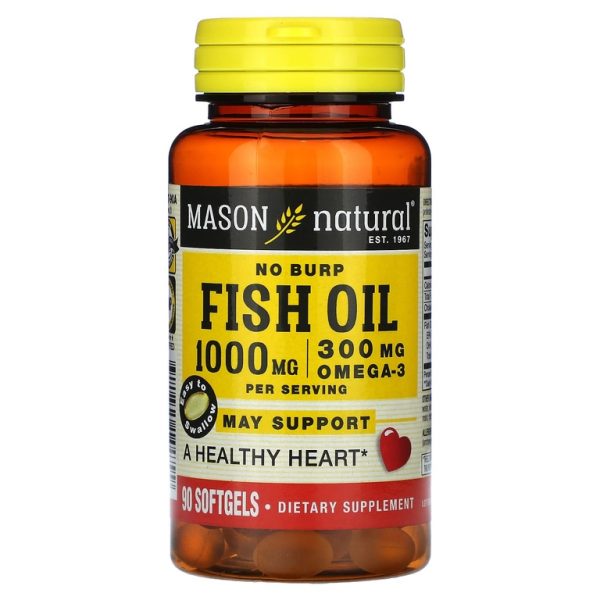 Mason Natural, рыбий жир без отрыжки, 90 капсул (500 мг в 1 капсуле)