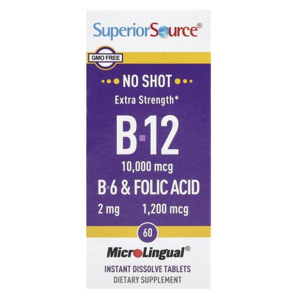 Superior Source, B-12, B-6 и фолиевая кислота, повышенная сила действия, 60 быстрорастворимых таблеток MicroLingual®