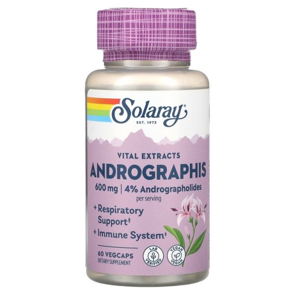 Solaray, Vital Extracts, андрографис, 60 капсул на растительной основе
