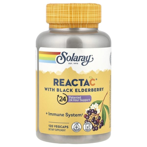 Solaray, Reacta C с черной бузиной, 120 вегетарианских капсул