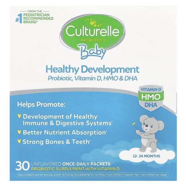 Culturelle, Пробиотики, для детей, здоровое развитие, пробиотик, витамин D, HMO и ДГК, для детей от 12 до 24 месяцев, без добавок, 30 пакетиков для приема один раз в день (Товар снят с продажи)