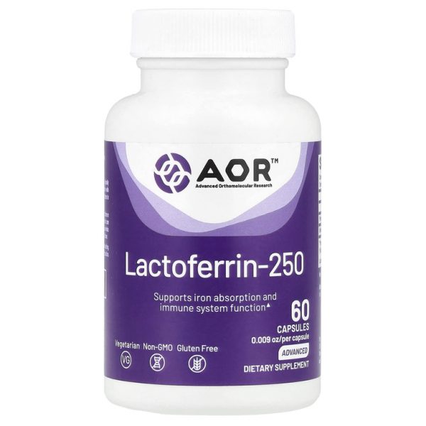 Advanced Orthomolecular Research AOR, Лактоферрин-250, 60 растительных капсул