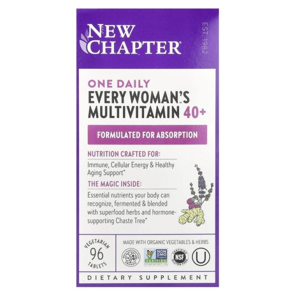New Chapter, One Daily Every Woman's Multivitamin™ 40+, мультивитамины для женщин старше 40 лет, 96 вегетарианских таблеток