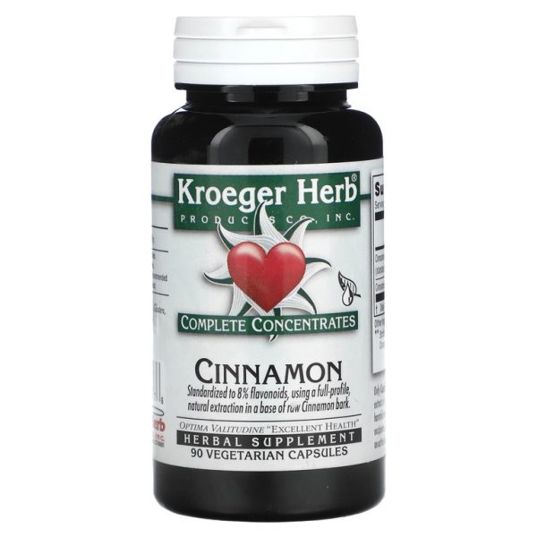 Kroeger Herb Co, полные концентраты, корица, 90 вегетарианских капсул (200 мг в 1 капсуле)