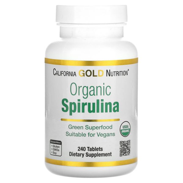 California Gold Nutrition, органическая спирулина, 240 таблеток (500 мг в одной таблетке)